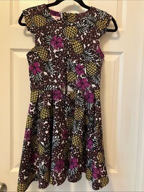 BONGO Skater Dress with Pineapple Print